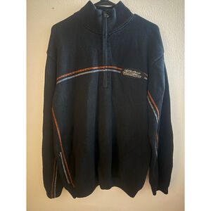 Men's Harley-Davidson Black Zip Up Sweater L with Orange Stripes